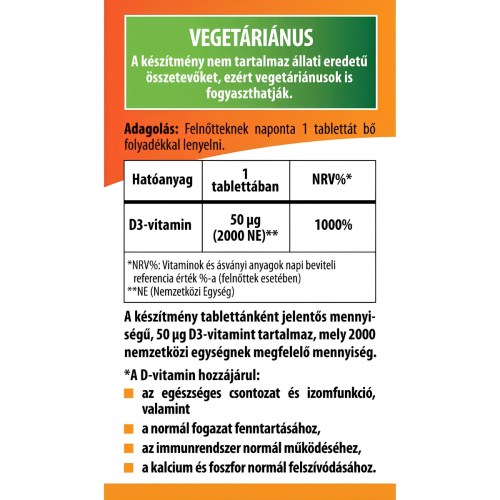 BioCo D3-vitamin tabletta 2000 NE 100 db termékkép 3