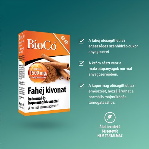 Bioco Fahéj kivonat krómmal + kapormag kivonattal tabletta 60 db termékkép 3