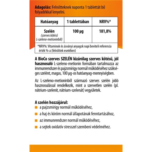Bioco Szerves Szelén Tabletta 120 db