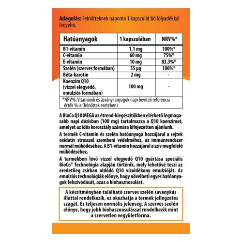 BioCo Q10 Mega Vízzel Elegyedő 100 mg kapszula 30 db termékkép