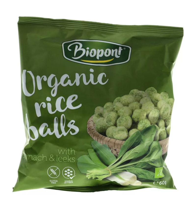 Biopont Bio rizsgolyó spenót-póréhagyma 60 g