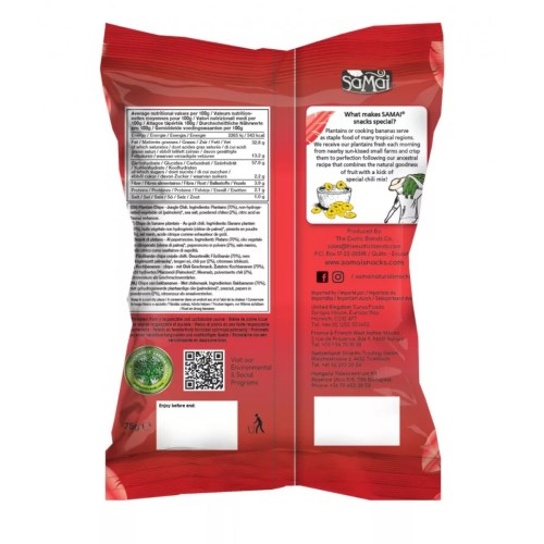 Samai Plantain Főzőbanán Chips Csípős Chilli 75 g
