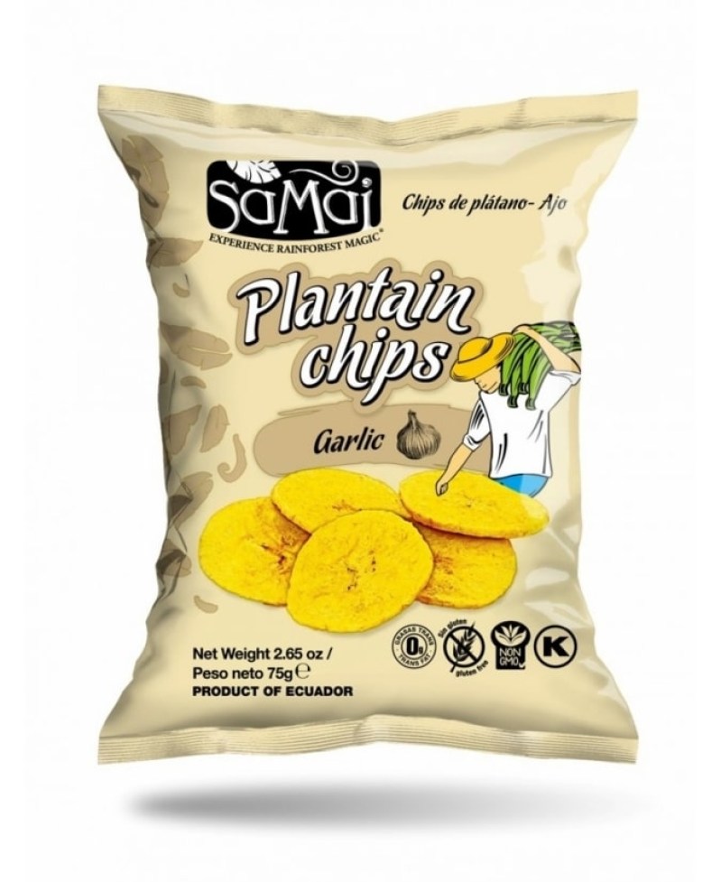 SAMAI fokhagymás plantain főzőbanán chips 75 g
