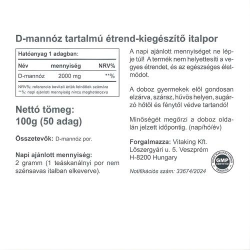 Vitaking D-mannose por 100 g